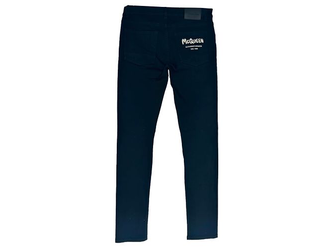 Jeans Slim-Fit in cotone nero con logo ricamato Alexander Mcqueen - vista 2