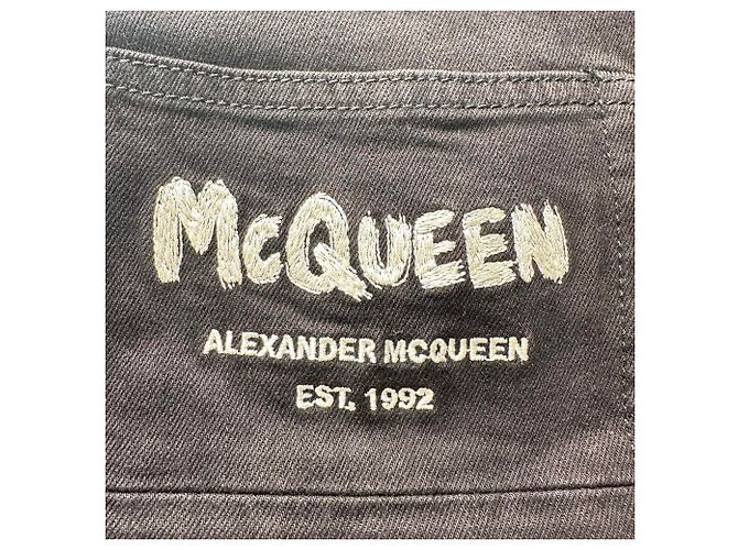 Jeans Slim-Fit in cotone nero con logo ricamato Alexander Mcqueen - vista 3