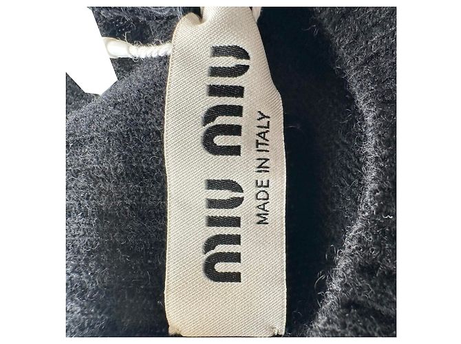 Strickpullover aus schwarzer Wolle mit Miu Miu Logo-Stickerei - Ansicht 11