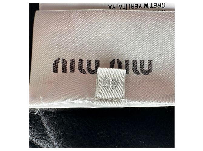 Strickpullover aus schwarzer Wolle mit Miu Miu Logo-Stickerei - Ansicht 9