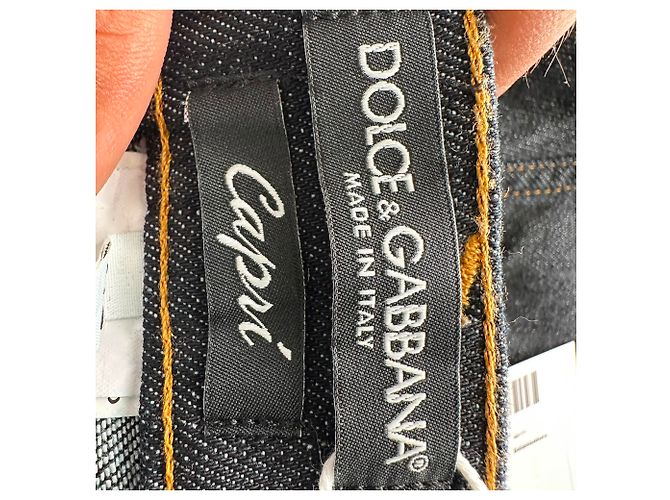 Jeans Capri Dolce & Gabbana con placca logo in cotone nero - vista 8