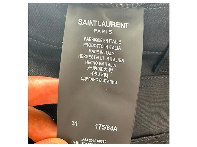 Autre Marque Jeans Slim-Fit Saint Laurent em algodão preto - vista 6