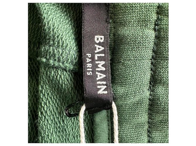 Balmain Drawstring Logo-Print Sweatpants in Olive Cotton Green Olive green - view 7