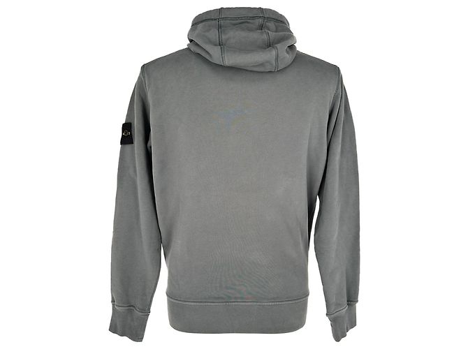 Stone Island Logo-Patch Hoodie aus dunkelgrauer Baumwolle - Ansicht 3
