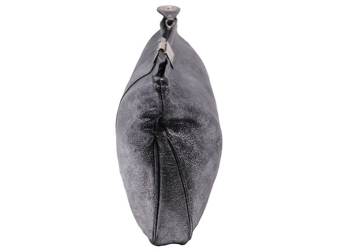 Borsa a pochette con zip Jimmy Choo in pelle argento effetto distressed Nero - vista 3