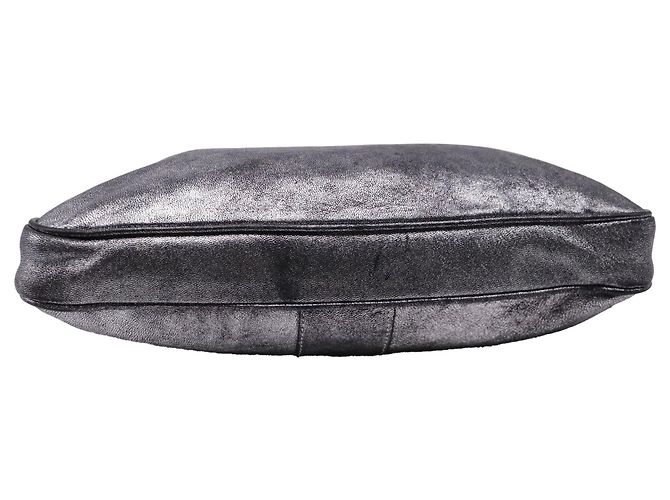 Borsa a pochette con zip Jimmy Choo in pelle argento effetto distressed Nero - vista 5