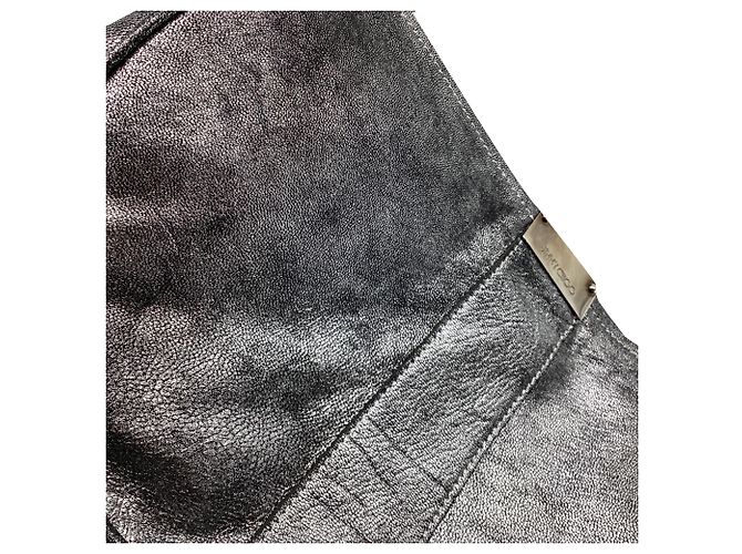 Borsa a pochette con zip Jimmy Choo in pelle argento effetto distressed Nero - vista 6