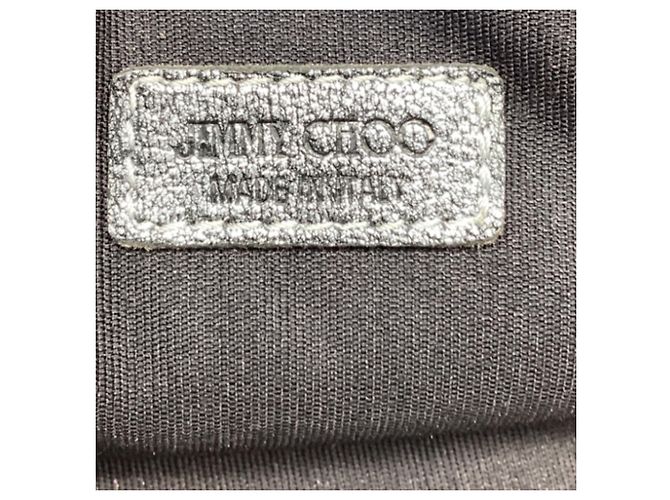 Borsa a pochette con zip Jimmy Choo in pelle argento effetto distressed Nero - vista 8