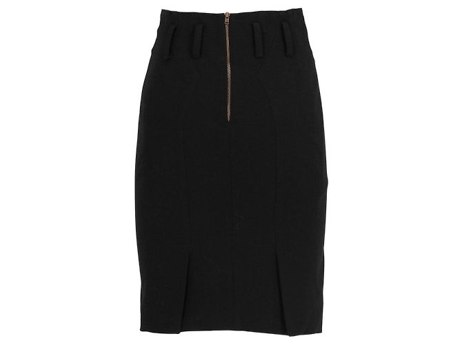 Autre Marque Falda lápiz 6267 de mezcla de lana negra Negro - vista 3