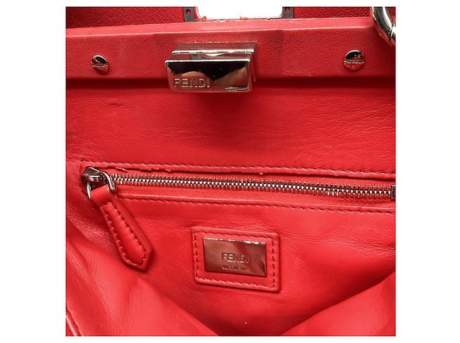 Borsa Fendi Mini Peekaboo con manico in pelle di vitello rossa Stampa python - vista 10