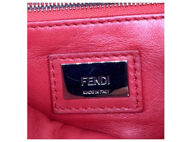 Borsa Fendi Mini Peekaboo con manico in pelle di vitello rossa Stampa python - vista 11