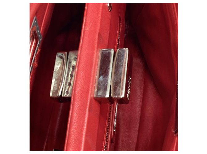 Borsa Fendi Mini Peekaboo con manico in pelle di vitello rossa Stampa python - vista 12