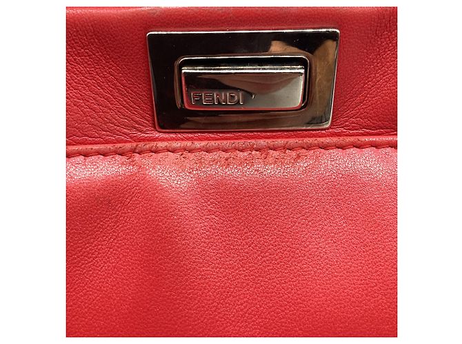 Borsa Fendi Mini Peekaboo con manico in pelle di vitello rossa Stampa python - vista 15