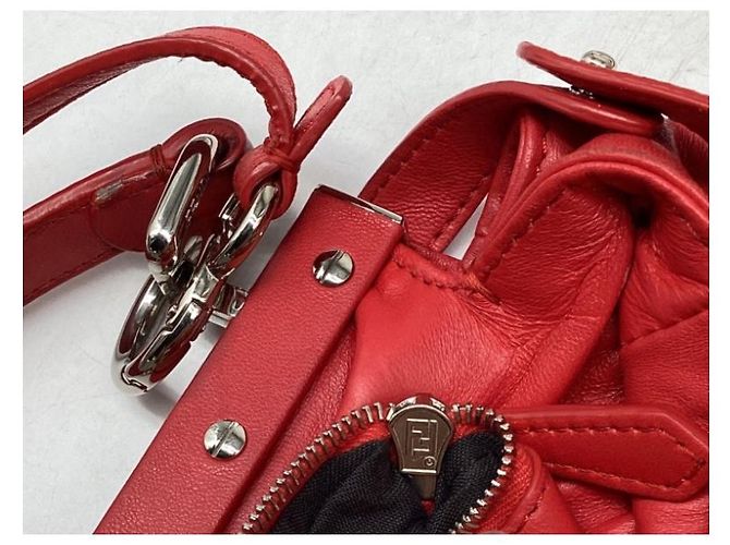 Borsa Fendi Mini Peekaboo con manico in pelle di vitello rossa Stampa python - vista 16