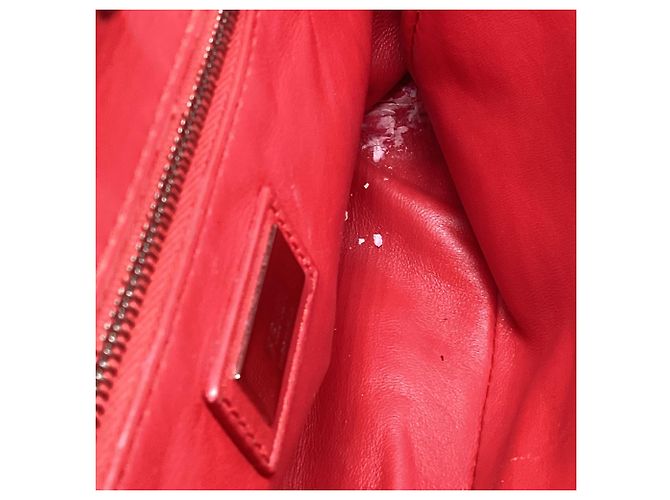 Borsa Fendi Mini Peekaboo con manico in pelle di vitello rossa Stampa python - vista 6