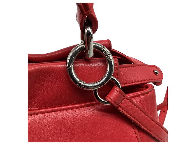 Borsa Fendi Mini Peekaboo con manico in pelle di vitello rossa Stampa python - vista 8