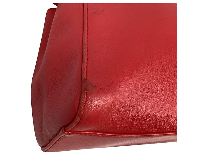 Borsa Fendi Mini Peekaboo con manico in pelle di vitello rossa Stampa python - vista 9