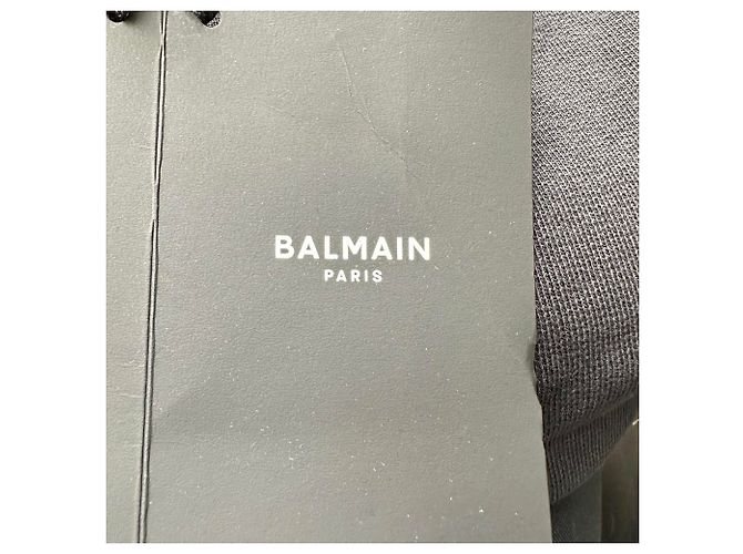 Pantaloni della tuta a gamba dritta Balmain in cotone nero con logo e coulisse - vista 15