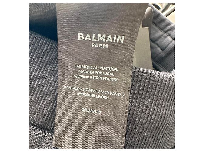 Pantaloni della tuta a gamba dritta Balmain in cotone nero con logo e coulisse - vista 5