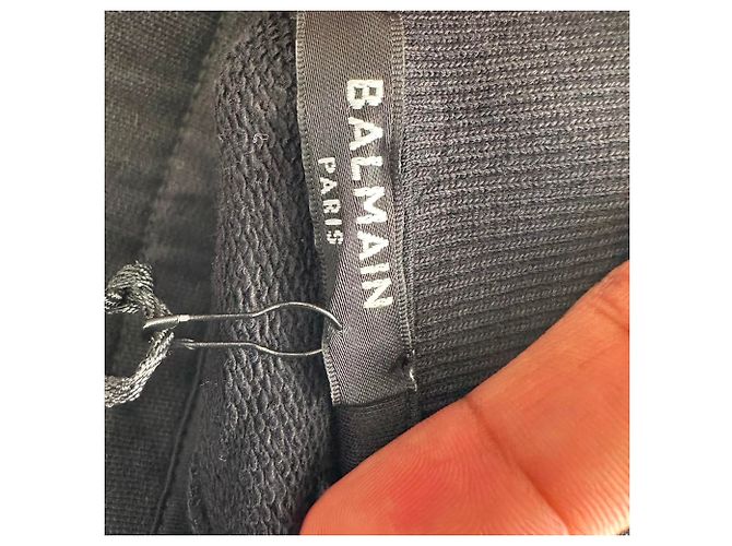 Pantaloni della tuta a gamba dritta Balmain in cotone nero con logo e coulisse - vista 7