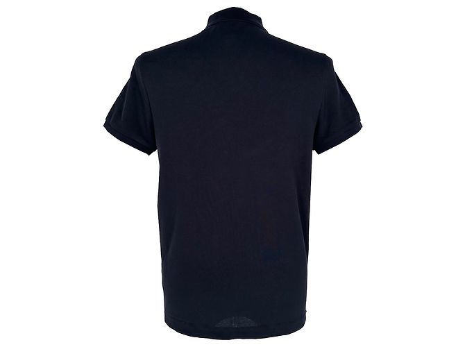 Moncler Logo-Patched Polo Shirt in Navy Blue Cotton - view 3