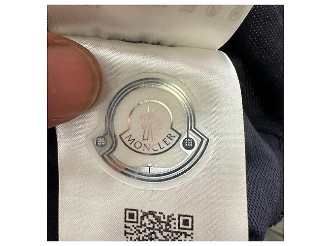 Moncler Logo-Patched Polo Shirt in Navy Blue Cotton - view 9