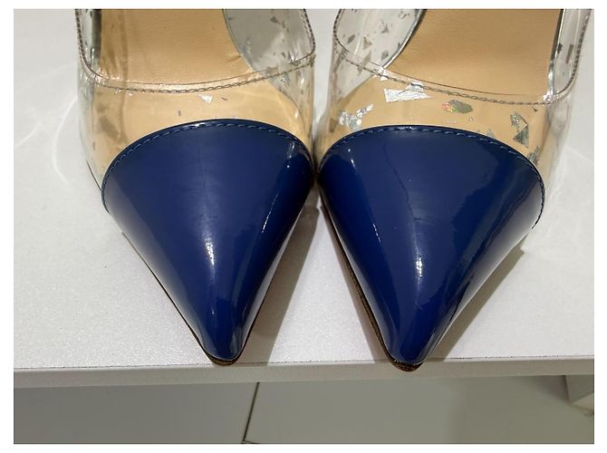 Christian Louboutin Debout 120 Décolleté Blu Bianco Metallico - vista 5
