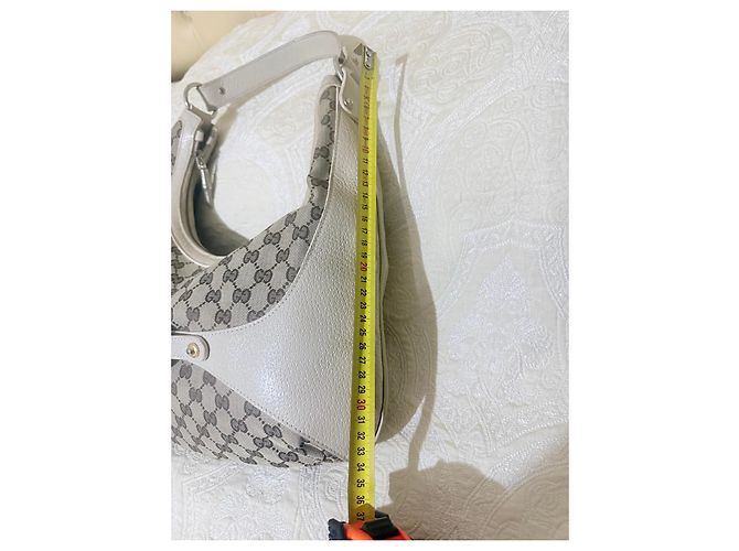 Borsa a spalla Gucci in tela GG Supreme e pelle beige Marrone - vista 14