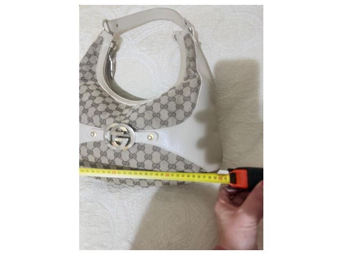 Borsa a spalla Gucci in tela GG Supreme e pelle beige Marrone - vista 15