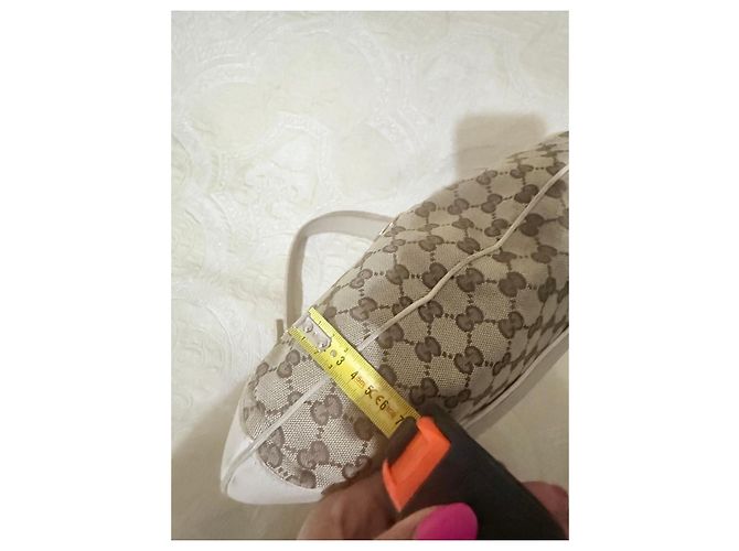 Borsa a spalla Gucci in tela GG Supreme e pelle beige Marrone - vista 16