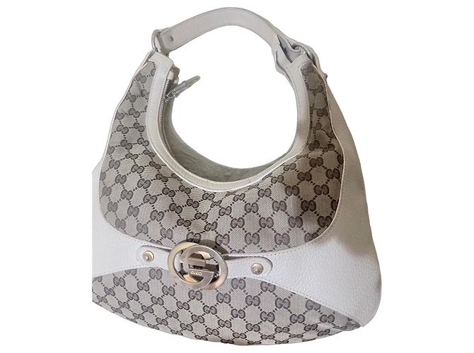 Borsa a spalla Gucci in tela GG Supreme e pelle beige Marrone - vista 2