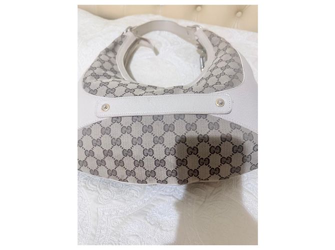 Borsa a spalla Gucci in tela GG Supreme e pelle beige Marrone - vista 9