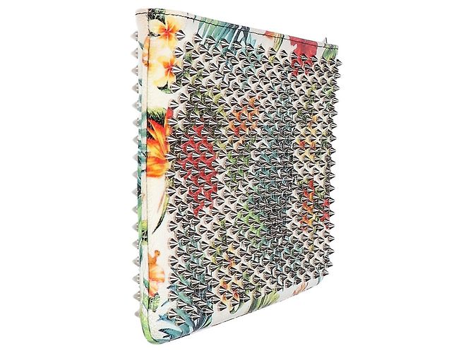 Clutch Christian Louboutin in pelle di vitello argento e bianca Bianco - vista 2