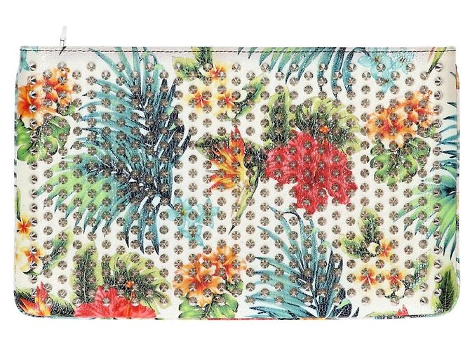 Clutch Christian Louboutin in pelle di vitello argento e bianca Bianco - vista 3