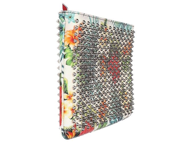 Clutch Christian Louboutin in pelle di vitello argento e bianca Bianco - vista 4