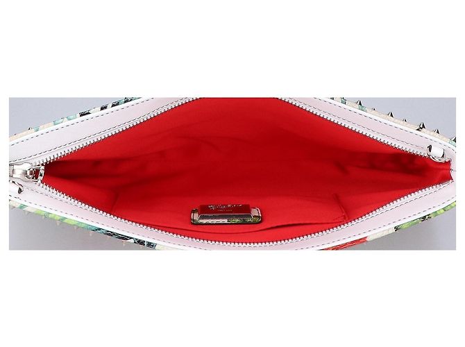 Clutch Christian Louboutin in pelle di vitello argento e bianca Bianco - vista 6