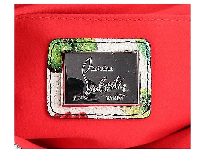 Clutch Christian Louboutin in pelle di vitello argento e bianca Bianco - vista 7
