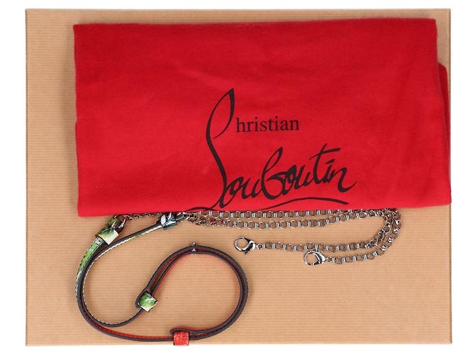 Clutch Christian Louboutin in pelle di vitello argento e bianca Bianco - vista 8