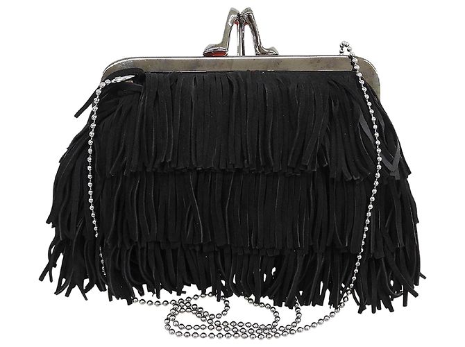 Borsa a catena con chiusura e frange Christian Louboutin Nero - vista 2