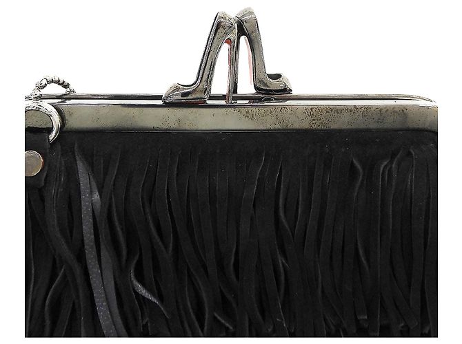 Borsa a catena con chiusura e frange Christian Louboutin Nero - vista 7