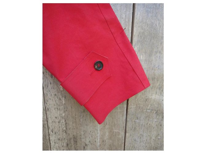 Burberry Impermeable Mackintosh Rojo Forro Floral Roja - vista 10