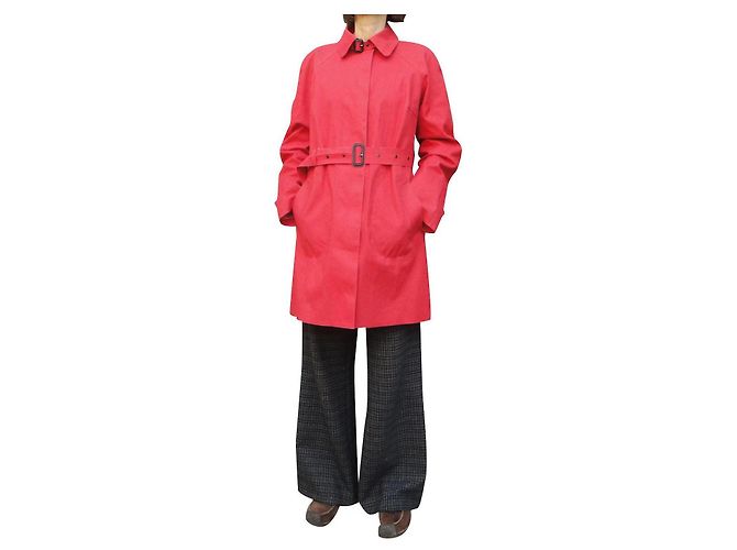 Burberry Impermeable Mackintosh Rojo Forro Floral Roja - vista 2