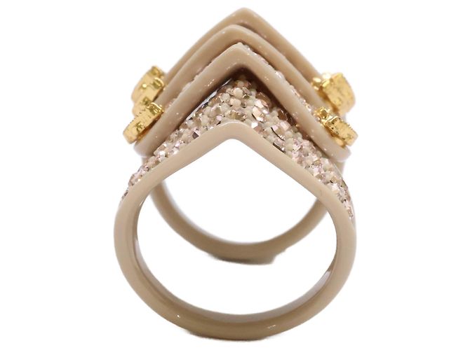 Anello Armor Orbit in resina Vivienne Westwood Beige - vista 5