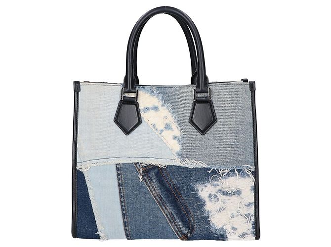 Dolce & Gabbana Denim Patchwork Tote Bag Schwarz Blau - Ansicht 3
