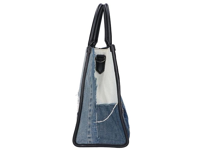 Dolce & Gabbana Denim Patchwork Tote Bag Schwarz Blau - Ansicht 4