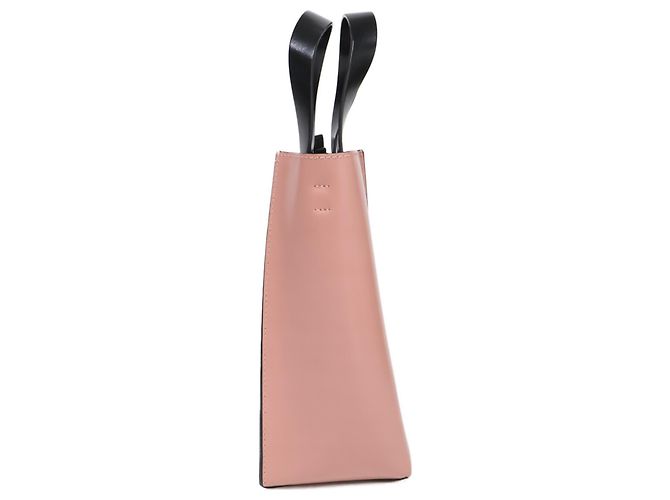 Borsa Tote Mini in Pelle Marni Museo Nero Rosa Bianco - vista 2