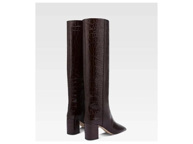 Botas Altas Paris Texas de Piel Efecto Cocodrilo Ébano Marrón oscuro - vista 3