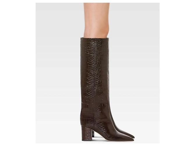 Botas Altas Paris Texas de Piel Efecto Cocodrilo Ébano Marrón oscuro - vista 4