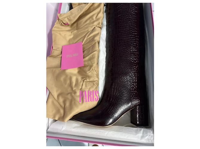 Botas Altas Paris Texas de Piel Efecto Cocodrilo Ébano Marrón oscuro - vista 5