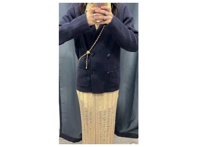Timeless Chanel Chaqueta de Punto de Algodón Azul Marino Azul oscuro - vista 14